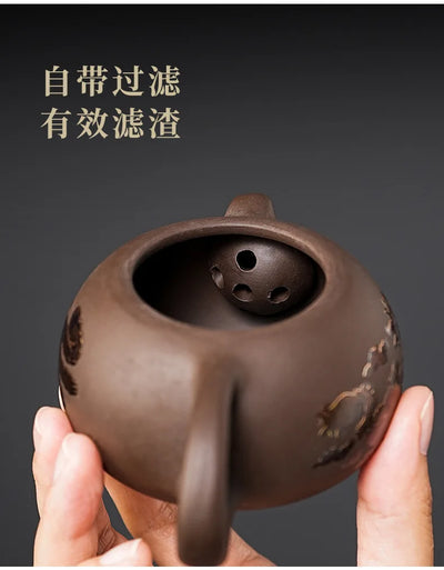 Purple Clay Travel Tea Set with One Pot And Four Cups Portable Outdoor Storage Quick Cup Kung Fu Style Small Gift Set