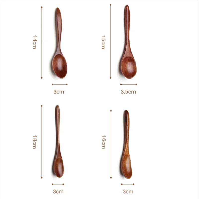 Natural Wood Spoon Bamboo Cooking Utensil Coffee Kitchen Teaspoon Tableware Accessories Spoon Teaspoons for Tea Stirring Spoons
