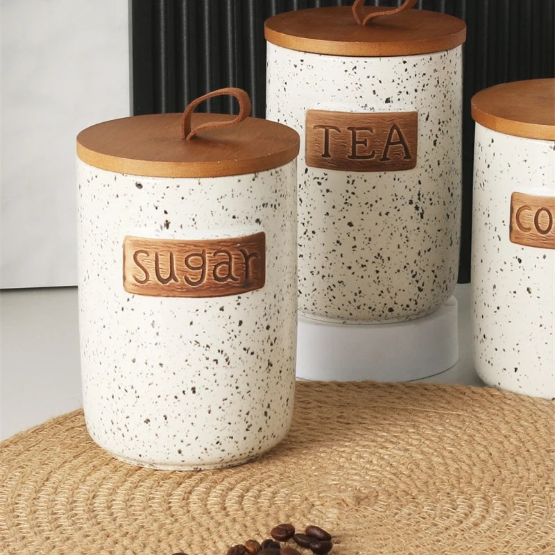 Ceramic Airtight Coffee Bean Jar Food Grade Moisture Proof Canister Kitchen Countertop For Coffee Lovers Christmas Gift Elegant