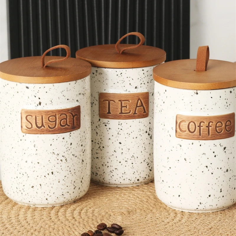 Ceramic Airtight Coffee Bean Jar Food Grade Moisture Proof Canister Kitchen Countertop For Coffee Lovers Christmas Gift Elegant