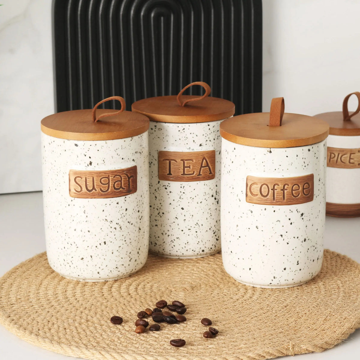 Ceramic Airtight Coffee Bean Jar Food Grade Moisture Proof Canister Kitchen Countertop For Coffee Lovers Christmas Gift Elegant