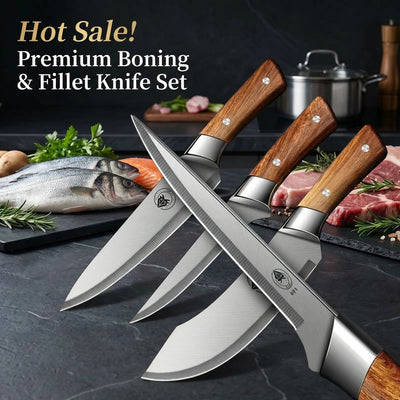 Upgraded Professional Boning&Butcher Knife Set–High Carbon Steel Multi-Functional Meat &Fillet Knife for Kitchen BBQ&Picnic Use