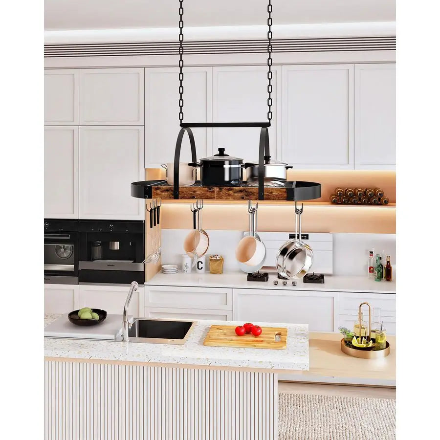 Pot Rack, Pot Hanger for Kitchen, Ceiling Mounted Pot Holder, Cookware Organizer with 12 SShaped Hooks, for Pot, Pan Storage, Sp