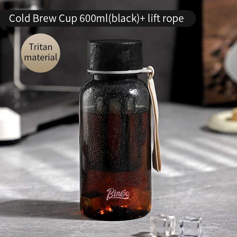 Bincoo 600ml Cold Brew Coffee Tea Maker with 300-Mesh Filter Leakproof Iced Drink Travel Tumbler BPA-Free Tritan Material