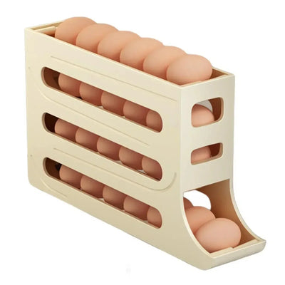 4 Layer Automatic Rolling Egg Dispenser Refrigerator Storage Box Fridge Organizer Rack for Kitchen