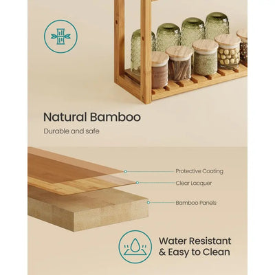Bamboo Bathroom Shelf, 3Tier Adjustable Plants Rack, WallMounted or Stand, in the Living Room, Balcony, Kitchen, 5.9 x 23.6 x 21