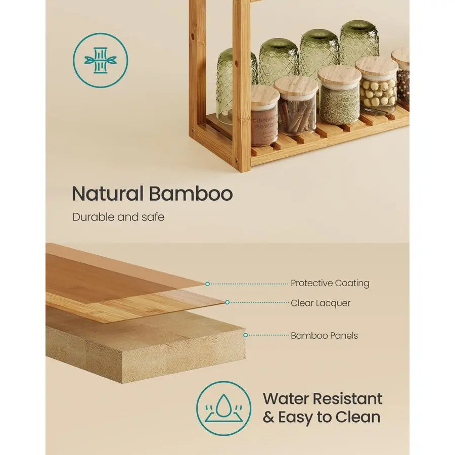 Bamboo Bathroom Shelf, 3Tier Adjustable Plants Rack, WallMounted or Stand, in the Living Room, Balcony, Kitchen, 5.9 x 23.6 x 21