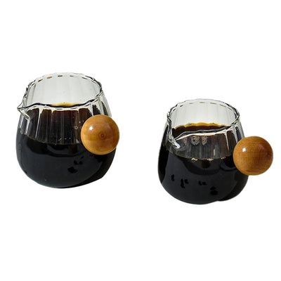 Coffee Milk Can 50/100/150ml Wood Handle Glass Espresso Measuring Cup
