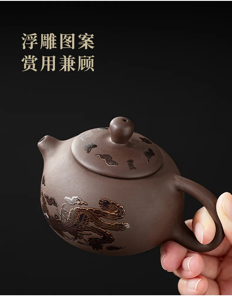 Purple Clay Travel Tea Set with One Pot And Four Cups Portable Outdoor Storage Quick Cup Kung Fu Style Small Gift Set