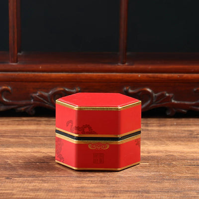 Creative Hexagonal Teapot Tin Can Chinese Tinplate Tea Storage Tank Sealed Portable Tea Box Empty Can Tea Set Accessories