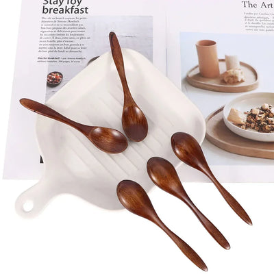 Natural Wood Spoon Bamboo Cooking Utensil Coffee Kitchen Teaspoon Tableware Accessories Spoon Teaspoons for Tea Stirring Spoons