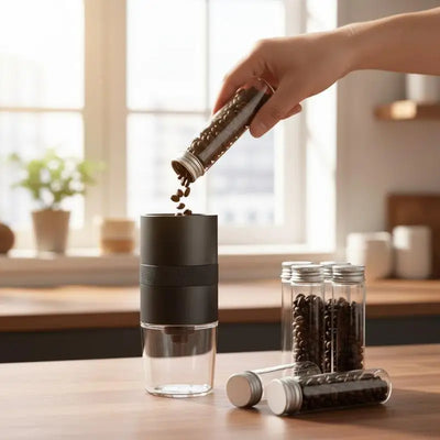 Airtight Coffee Bean Storage Tube Single Dose Dispenser Large Capacity Bottle for Home Kitchen Coffee Organization