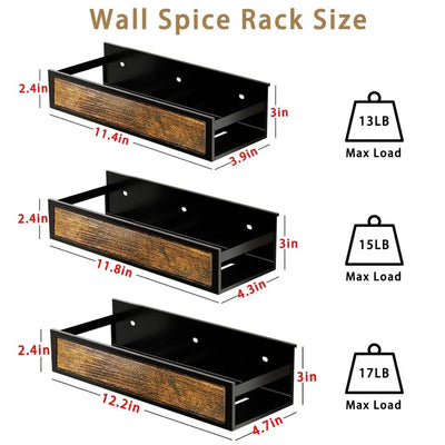 Rack Wall Mount 6 Pack, SpaceSaving Seasoning Organizer,Screw or Adhesive Hanging Spice Rack Organizer for Kitchen Cabinet and W