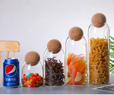 Sealed Jar Cork Stopper Glass Coffee Beans Dried Fruit Storage Box Kitchen Food Multigrain Storage Jar Creative Cork Tea Jar