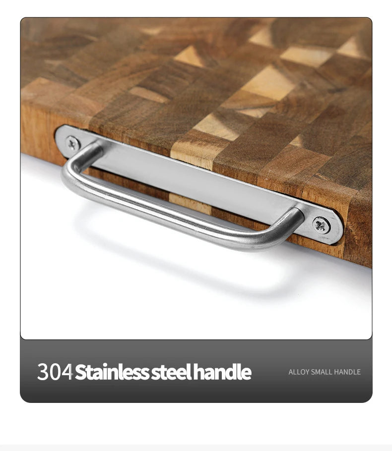 Thick End Grain Acacia Wood Cutting Board, Double Handle Heavy Duty Butcher Block, Mold Resistant Chopping Board for Kitchen