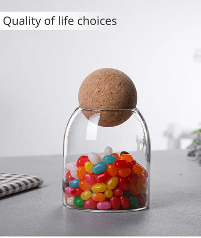 Sealed Jar Cork Stopper Glass Coffee Beans Dried Fruit Storage Box Kitchen Food Multigrain Storage Jar Creative Cork Tea Jar