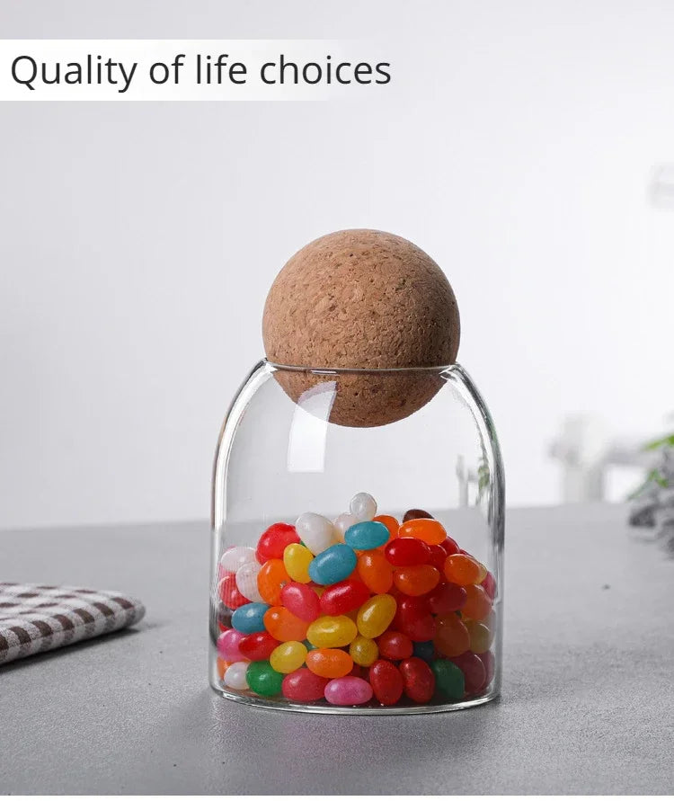 Sealed Jar Cork Stopper Glass Coffee Beans Dried Fruit Storage Box Kitchen Food Multigrain Storage Jar Creative Cork Tea Jar