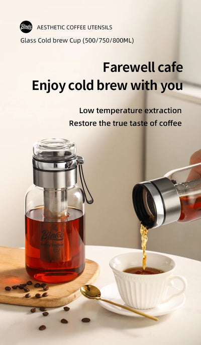 Bincoo Cold Brew Iced Coffee Maker Iced Coffee Maker Tea Infuser Airtight Cold Brew Pitcher Coffee Accessories Cold Brew System