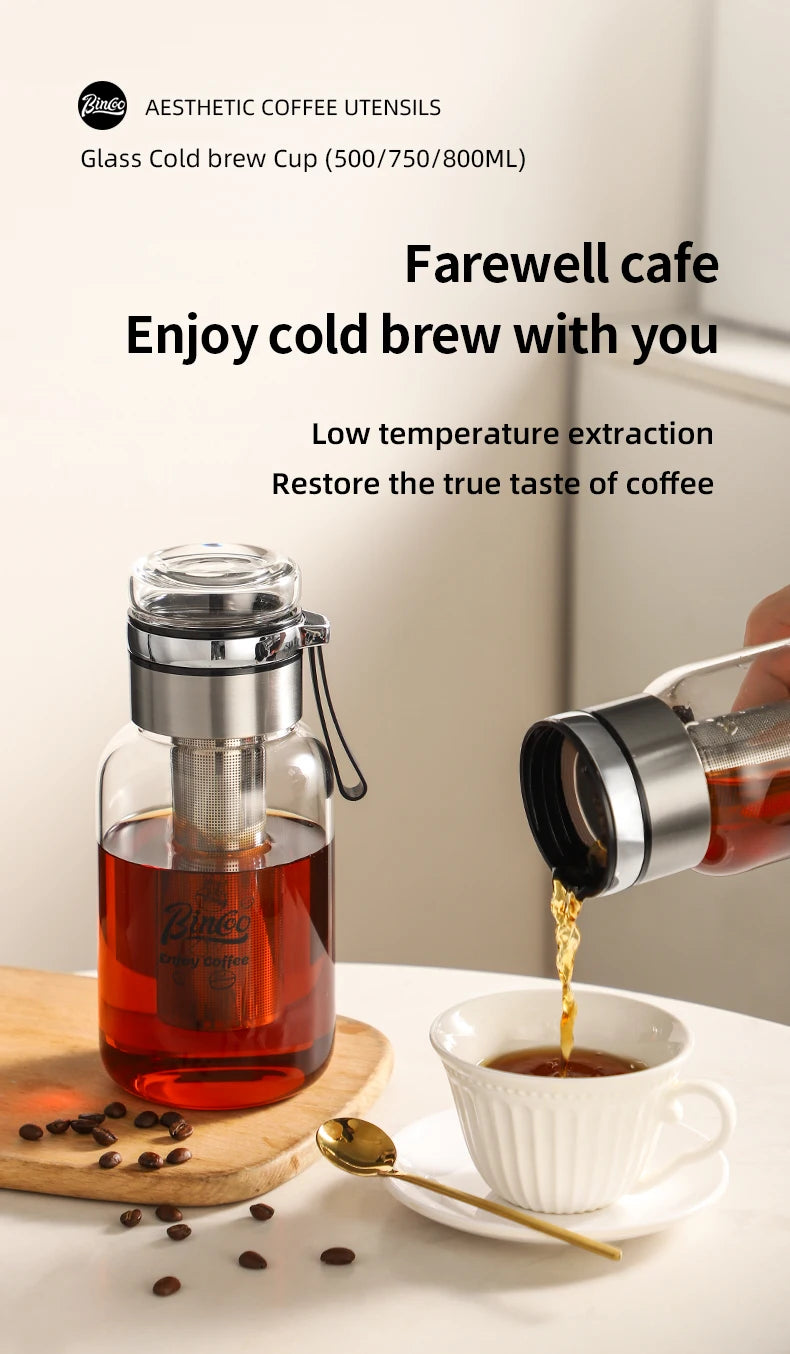 Bincoo Cold Brew Iced Coffee Maker Iced Coffee Maker Tea Infuser Airtight Cold Brew Pitcher Coffee Accessories Cold Brew System