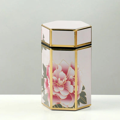 Creative Hexagonal Teapot Tin Can Chinese Tinplate Tea Storage Tank Sealed Portable Tea Box Empty Can Tea Set Accessories