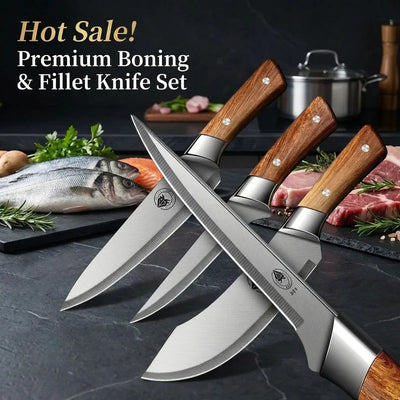 Upgraded Professional Boning&Butcher Knife Set–High Carbon Steel Multi-Functional Meat &Fillet Knife for Kitchen BBQ&Picnic Use