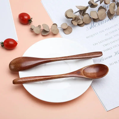 Natural Wood Spoon Bamboo Cooking Utensil Coffee Kitchen Teaspoon Tableware Accessories Spoon Teaspoons for Tea Stirring Spoons